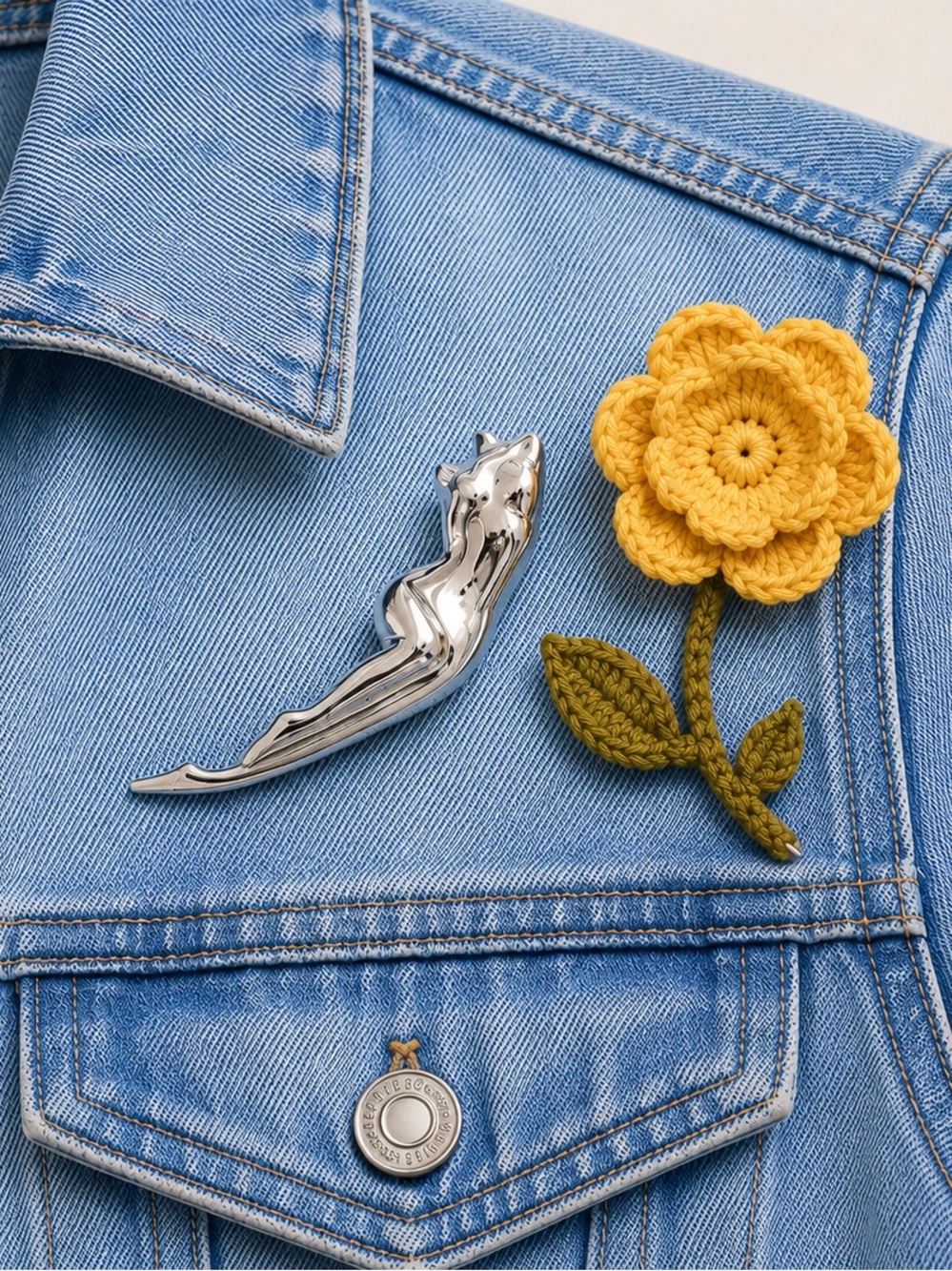 Silver Women Silhouette Brooch